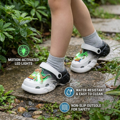 Kids’ LED Dinosaur Clogs – Light-Up Non-Slip Summer Garden & Beach Shoes