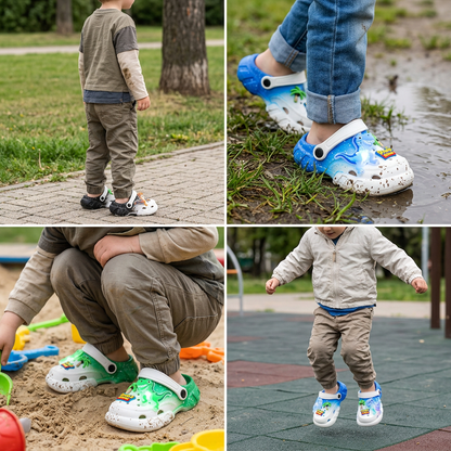 Kids’ LED Dinosaur Clogs – Light-Up Non-Slip Summer Garden & Beach Shoes