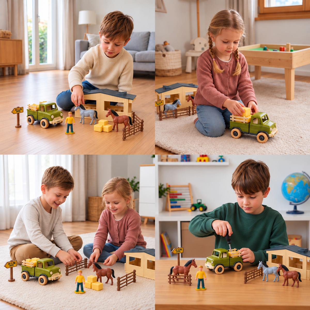 DIY Take-Apart Farm Truck & Horse Stable Play Set for Kids
