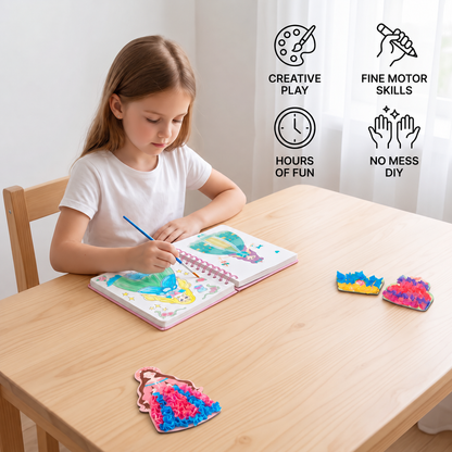 4-in-1 Fairy Princess Diamond Painting, Poke-In, Embroidery & Watercolor Art Kit for Kids
