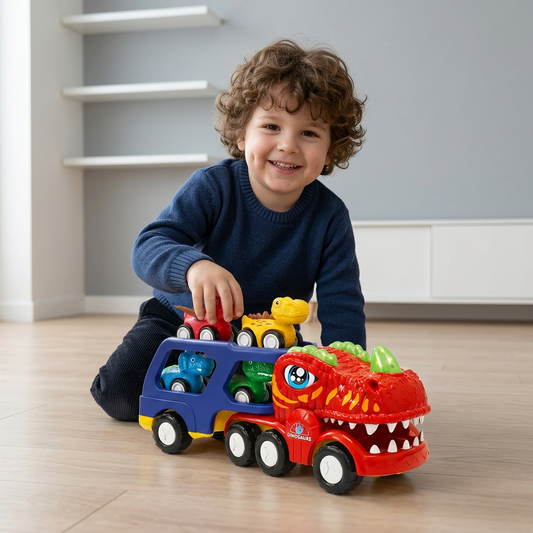 Dinosaur Transport Truck Toy Set with Mini Dino Cars