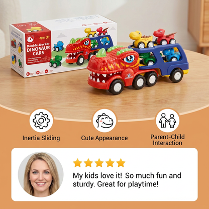 Dinosaur Transport Truck Toy Set with Mini Dino Cars
