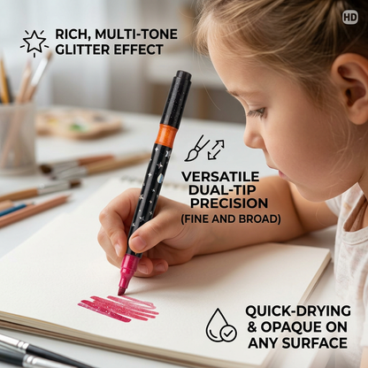 Glitter Dual-Tip Acrylic Paint Marker Set