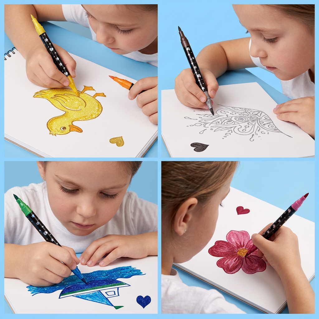 Glitter Dual-Tip Acrylic Paint Marker Set
