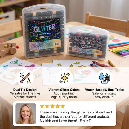 Glitter Dual-Tip Acrylic Paint Marker Set