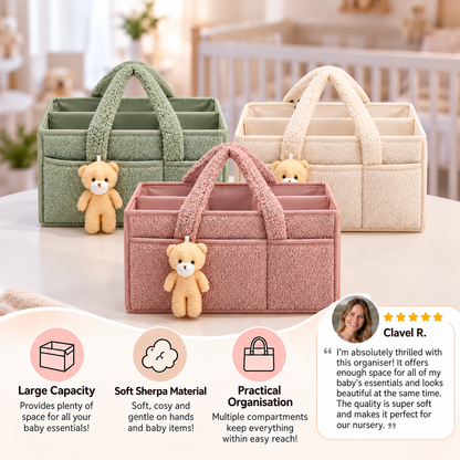 Plush Sherpa Baby Diaper Caddy – Storage Basket for Nursery & Changing Table