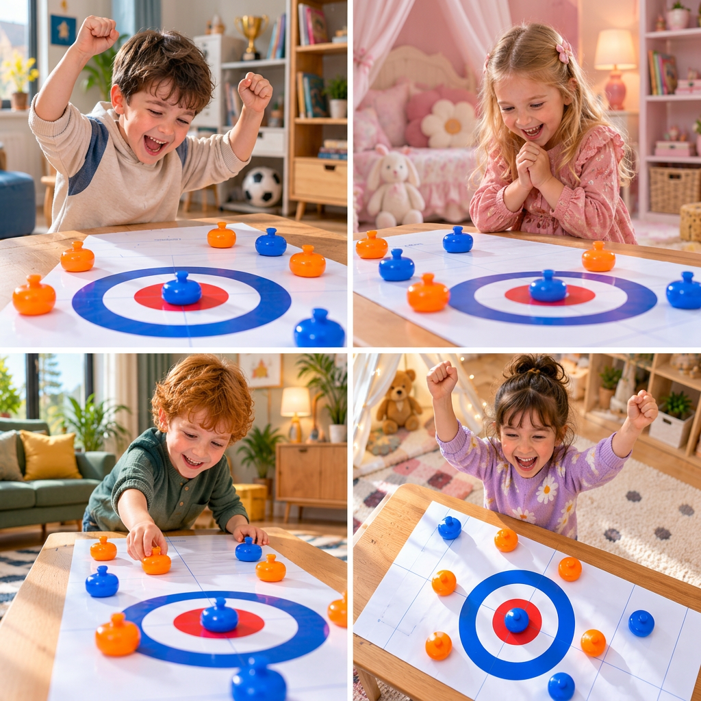 Portable Tabletop Curling Game – 2-Player Competition Set