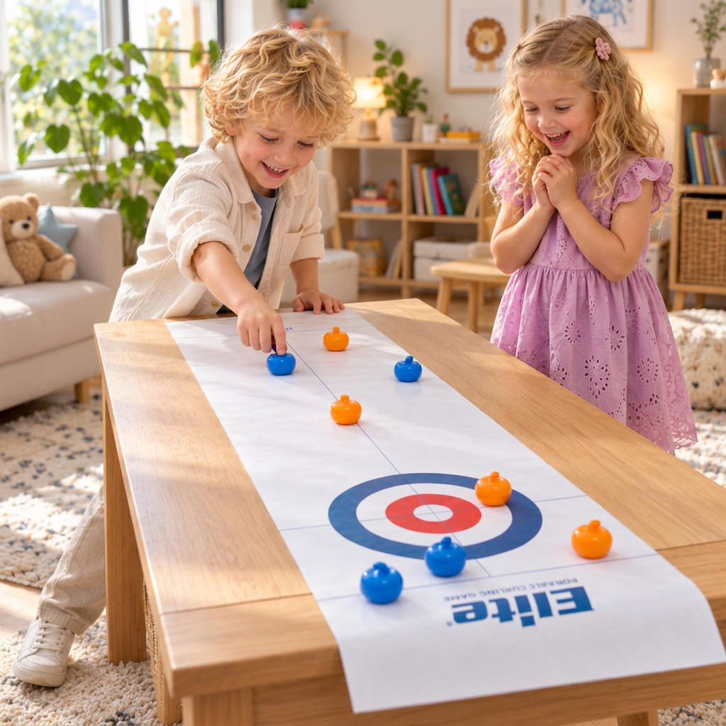 Portable Tabletop Curling Game – 2-Player Competition Set