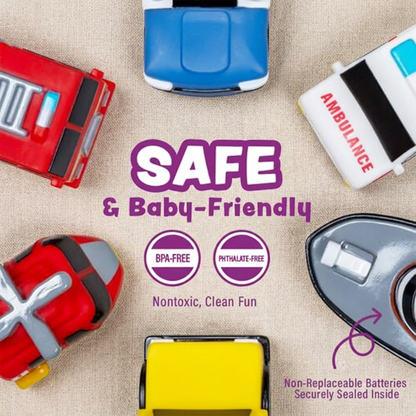 6-Pack Color-Changing Emergency Vehicle Bath Toys for Babies & Toddlers