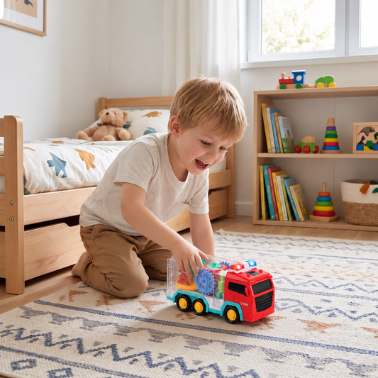 Interactive Fire Truck Toy with Colorful Moving Gears