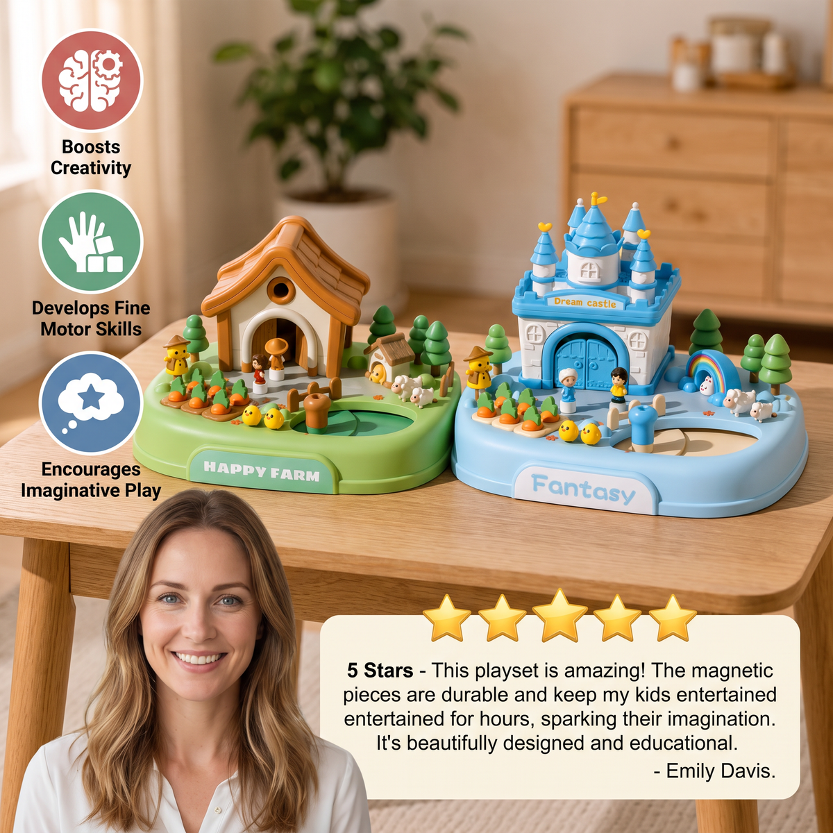 Magnetic Dream Castle & Garden Playset for Kids