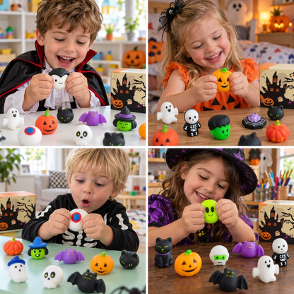 Washable & Reusable Halloween Squishy Toy Set for Party Favors and Trick-or-Treating