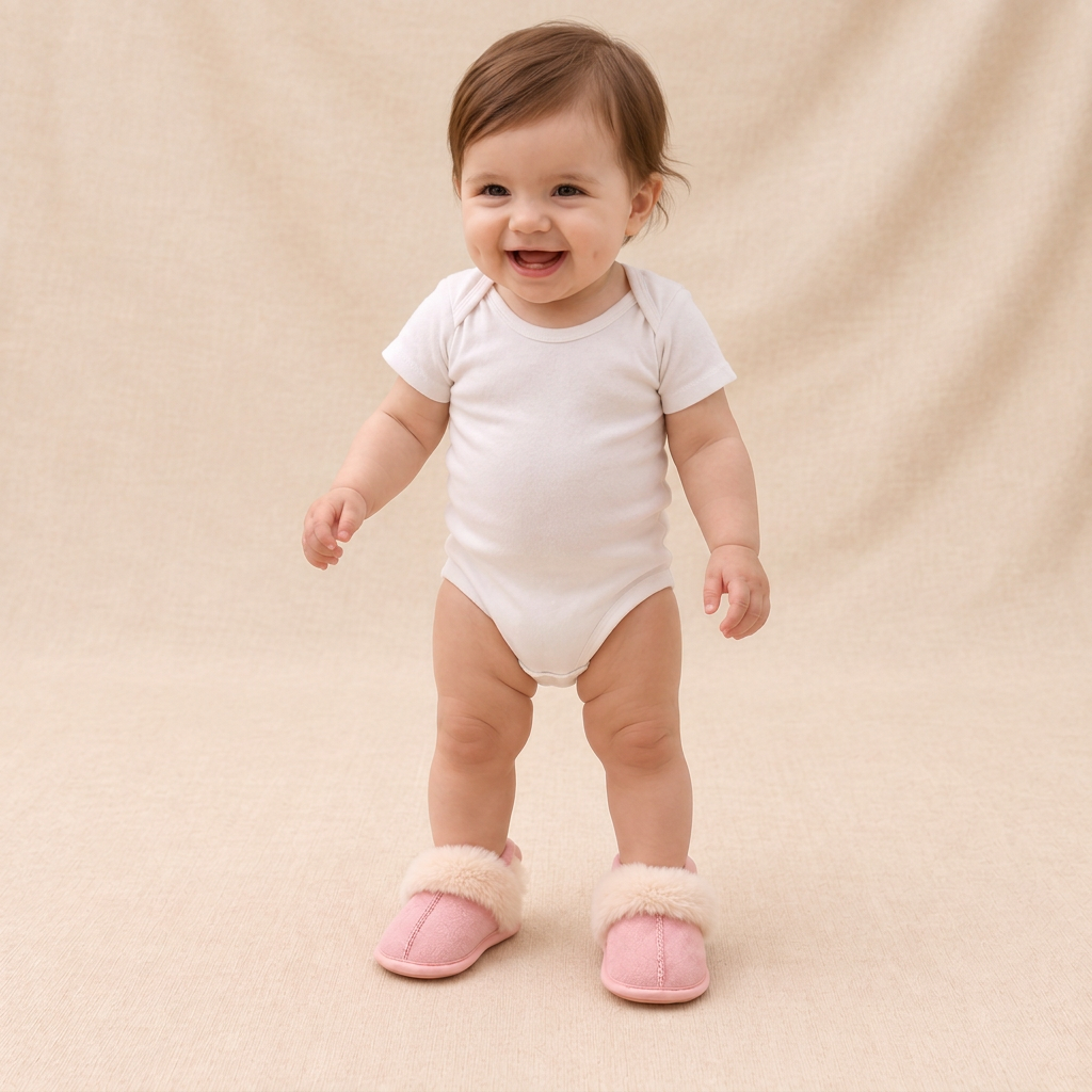 Fluffy Baby & Toddler Slippers with Soft Plush Lining and Non-Slip Soles