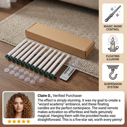 Magic Wand-Controlled Floating LED Candles with Hanging Hooks