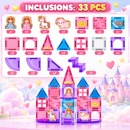 Princess Castle Travel Play Set with Compact Metal Storage Box