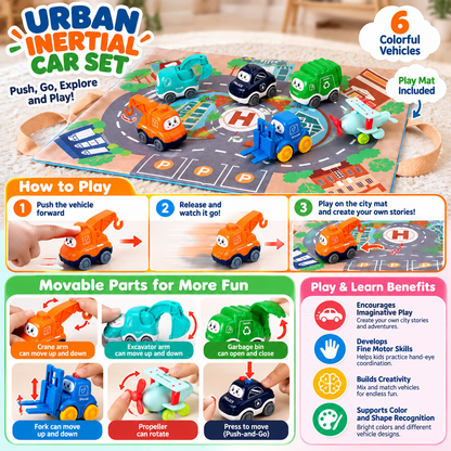 Toddler Toy Truck & Car Set with Play Mat Storage Bag