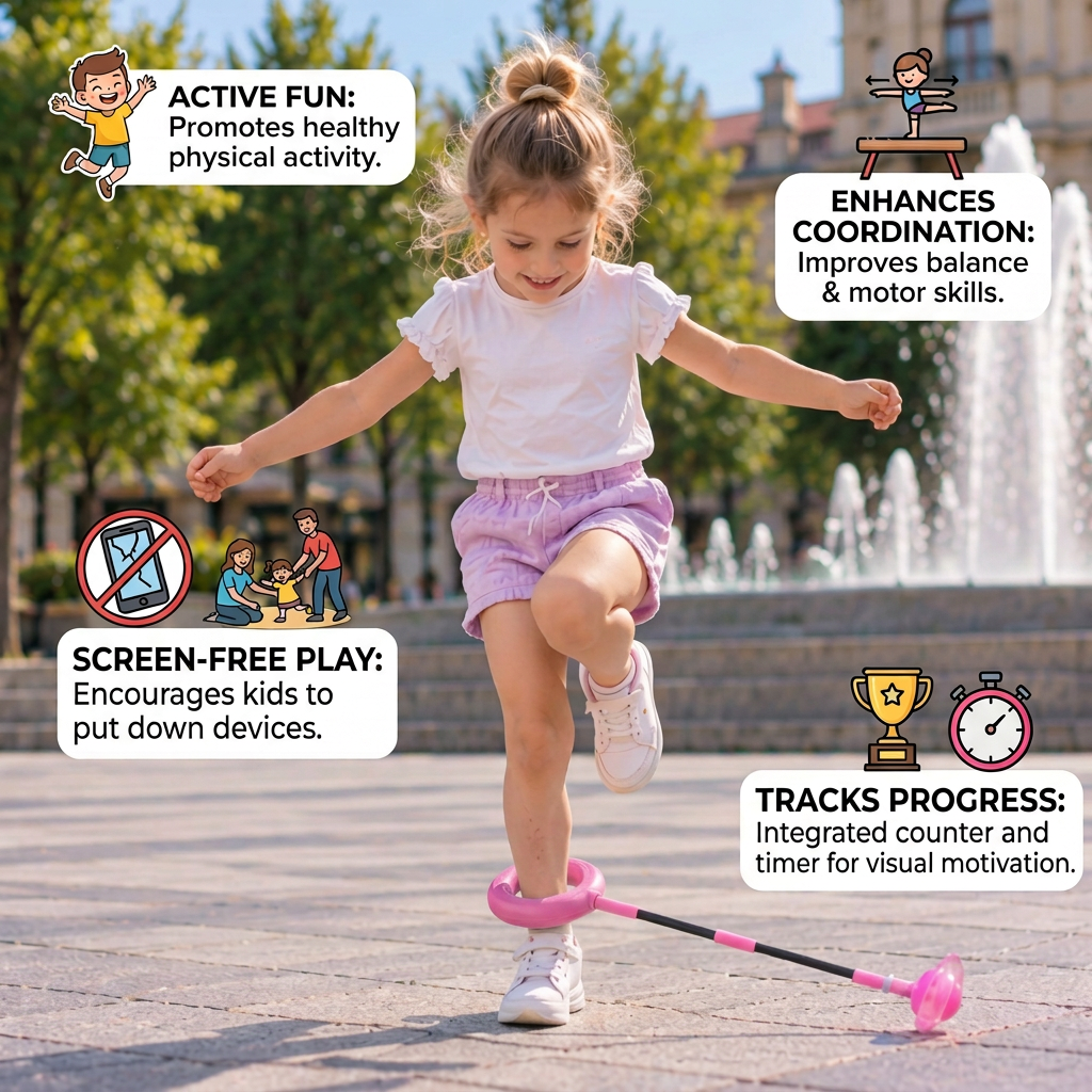 3-in-1 LED Skip Ball with Jump Counter & Timer for Kids