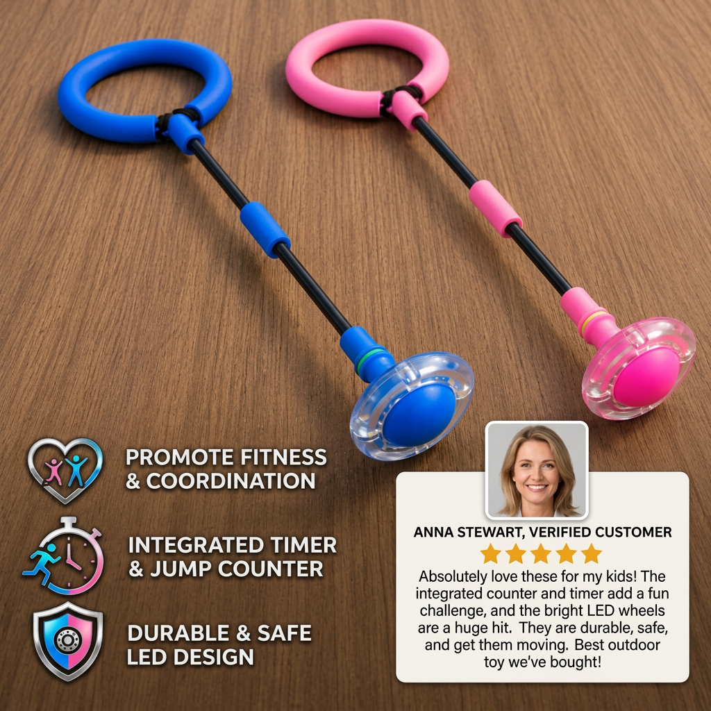 3-in-1 LED Skip Ball with Jump Counter & Timer for Kids