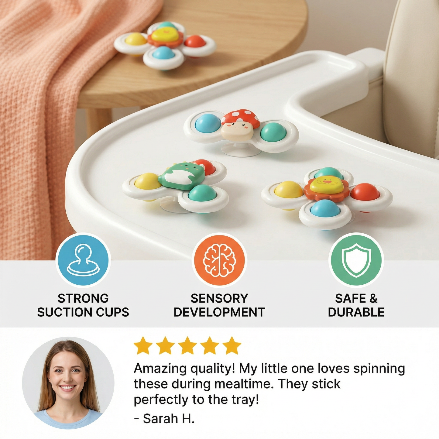 Cute suction cup toy for babies Set of 3