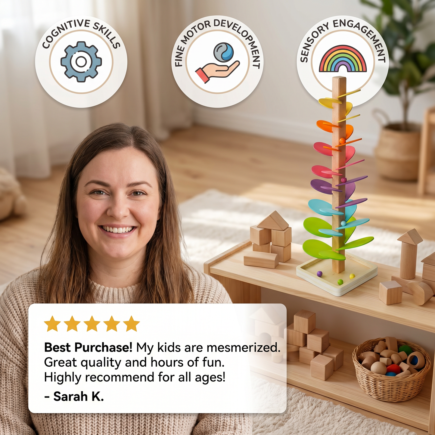 Montessori Rainbow Marble Tower