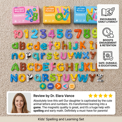 Animal Alphabet & Number Fridge Magnets – Kids’ Spelling and Learning Set