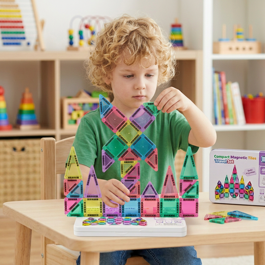 Compact Magnetic Tiles – 40-Piece Montessori Travel Set