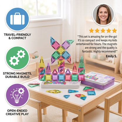 Compact Magnetic Tiles – 40-Piece Montessori Travel Set