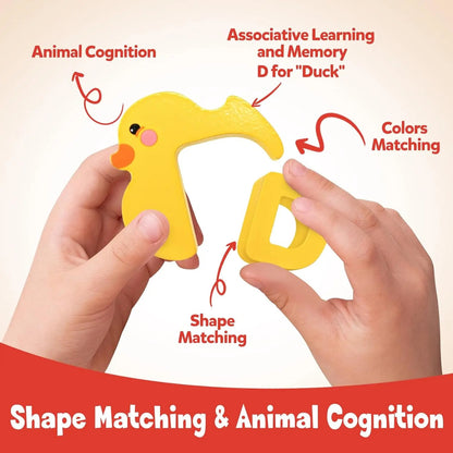 wooden animal alphabet puzzle - A to Z learning toy for kids