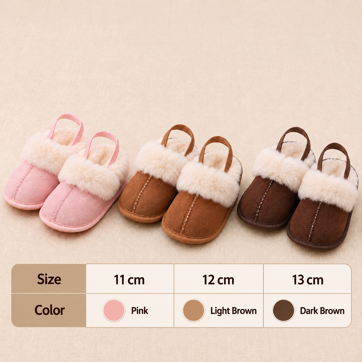 Fluffy Baby & Toddler Slippers with Soft Plush Lining and Non-Slip Soles