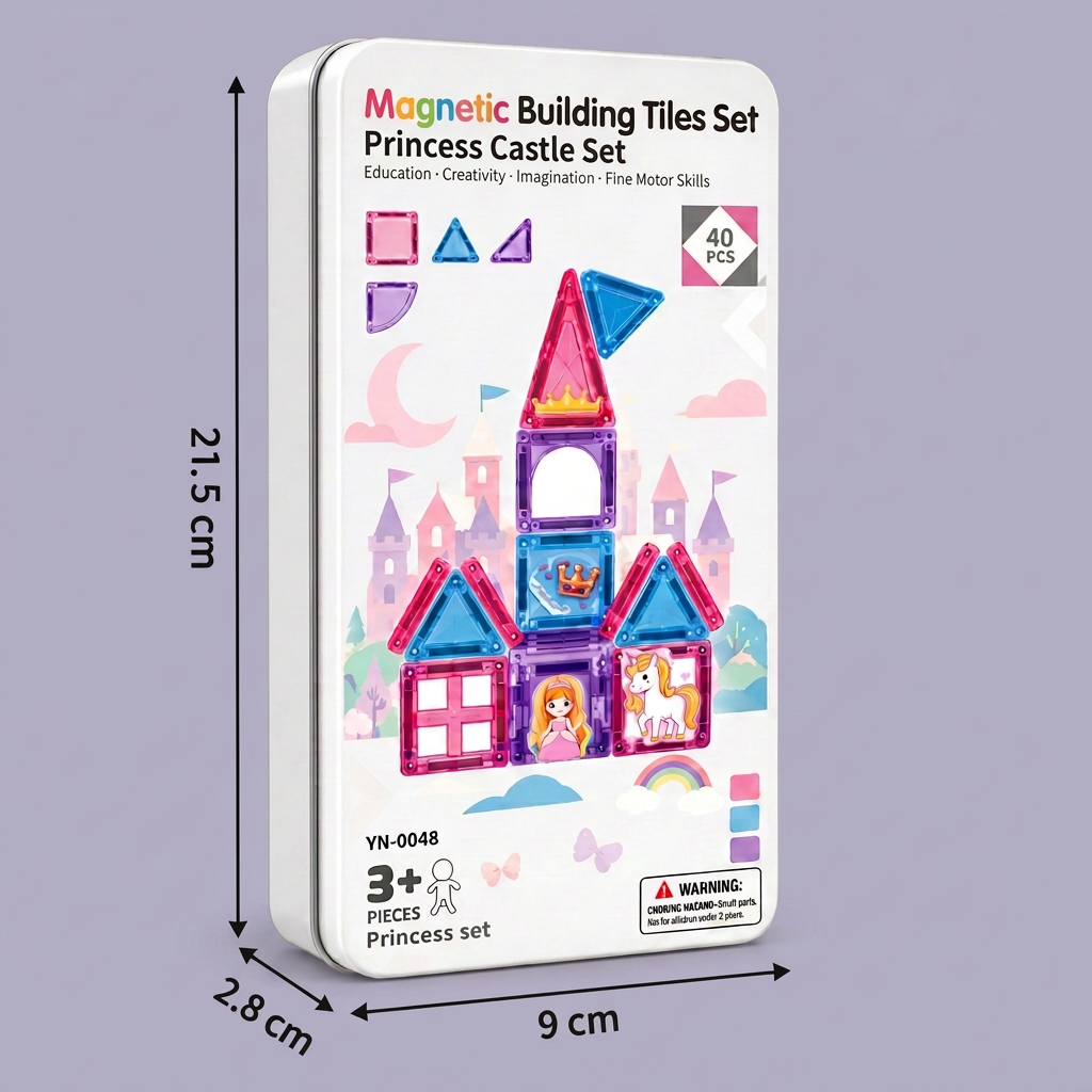 Princess Castle Travel Play Set with Compact Metal Storage Box
