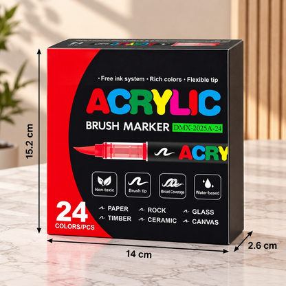 Dual-Tip Acrylic Paint Marker Set with Fine & Brush Tips