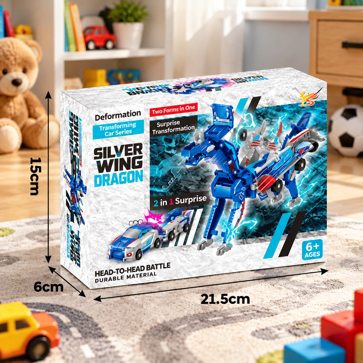2-in-1 Magnetic Transforming Car & Dinosaur Toy with Automatic Collision Action