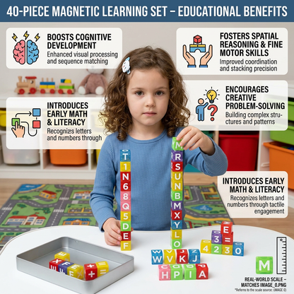 40-Piece Magnetic Letters & Numbers Learning Set – Montessori STEM Toy for Kids