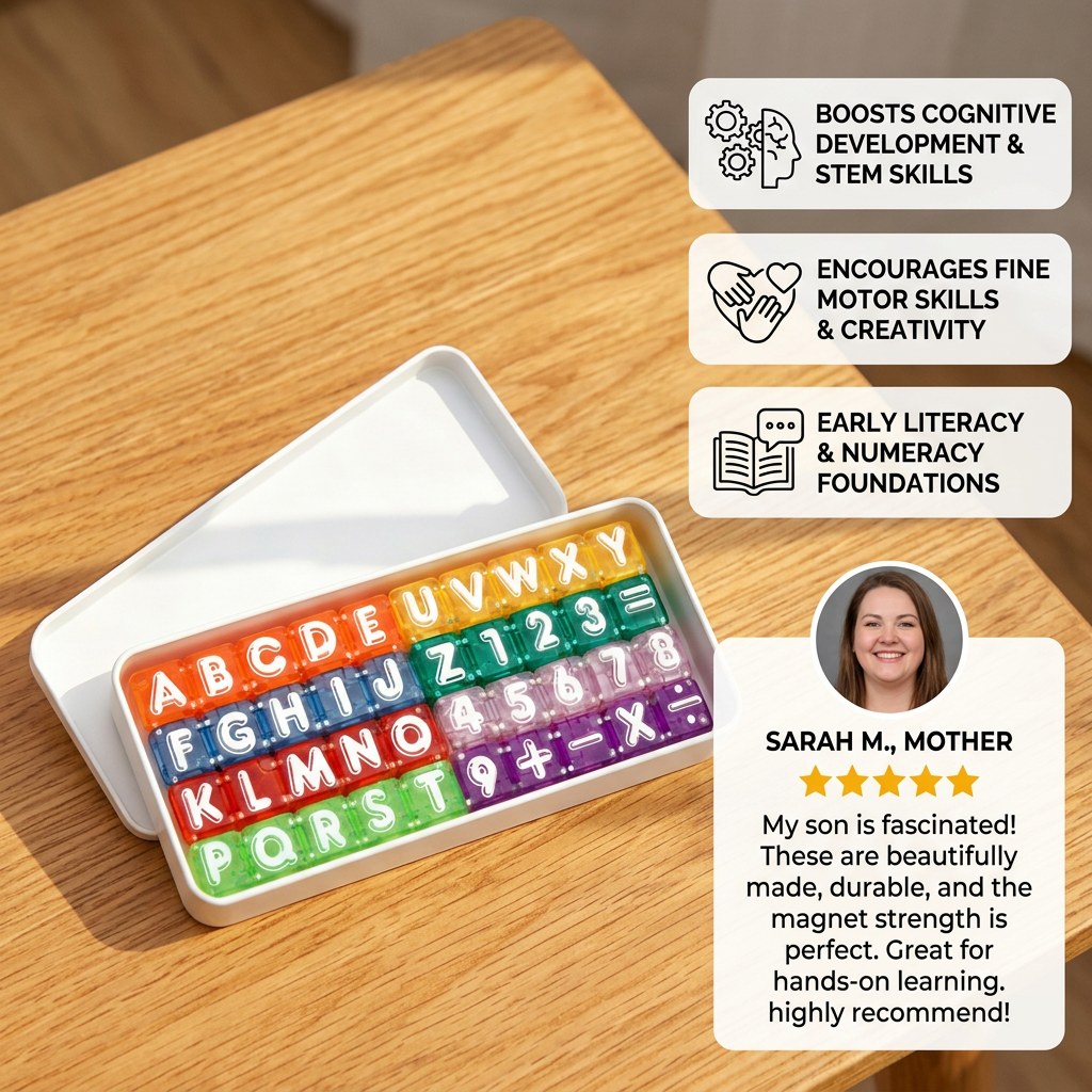 40-Piece Magnetic Letters & Numbers Learning Set – Montessori STEM Toy for Kids