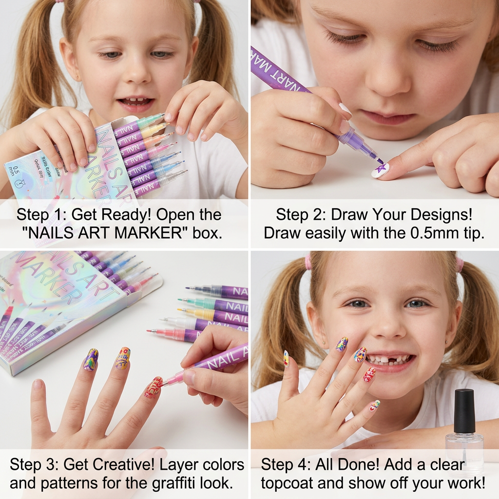 Nail Art Marker Set with Precision Tip – Acrylic Pens for Detailed Nail Designs