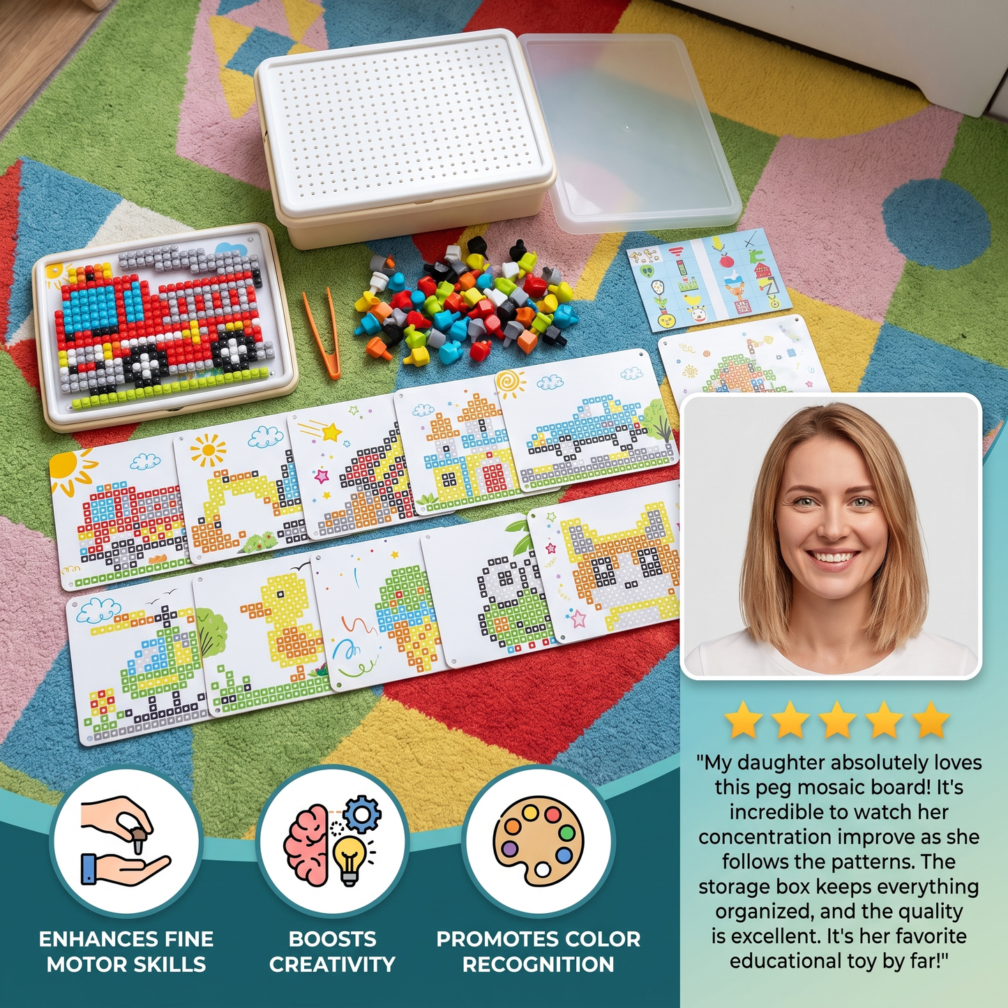Montessori Learning Peg Mosaic Board