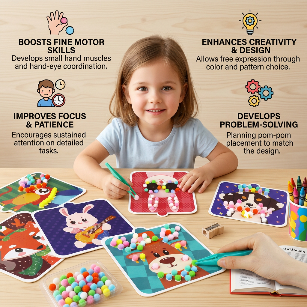 Fuzzy Pom Pom Animal Craft & Painting Kit