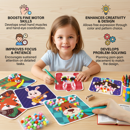 Fuzzy Pom Pom Animal Craft & Painting Kit