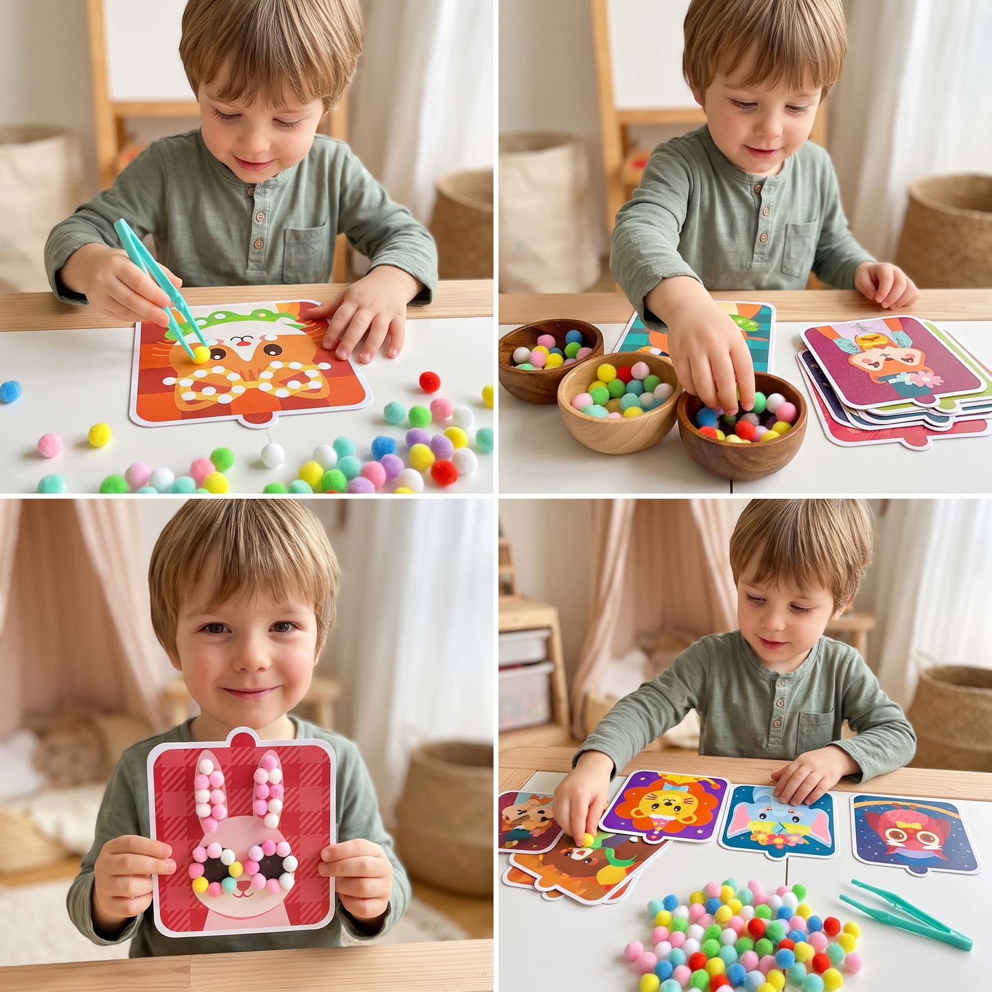 Fuzzy Pom Pom Animal Craft & Painting Kit