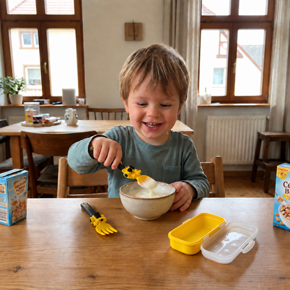3-Piece Construction Vehicle Kids’ Utensil Set with Spoon, Fork & Travel Case