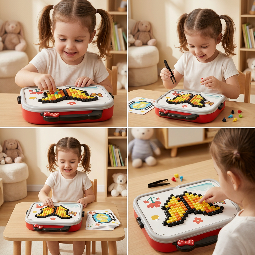 Kids Montessori Mushroom Pegboard Mosaic Puzzle Set