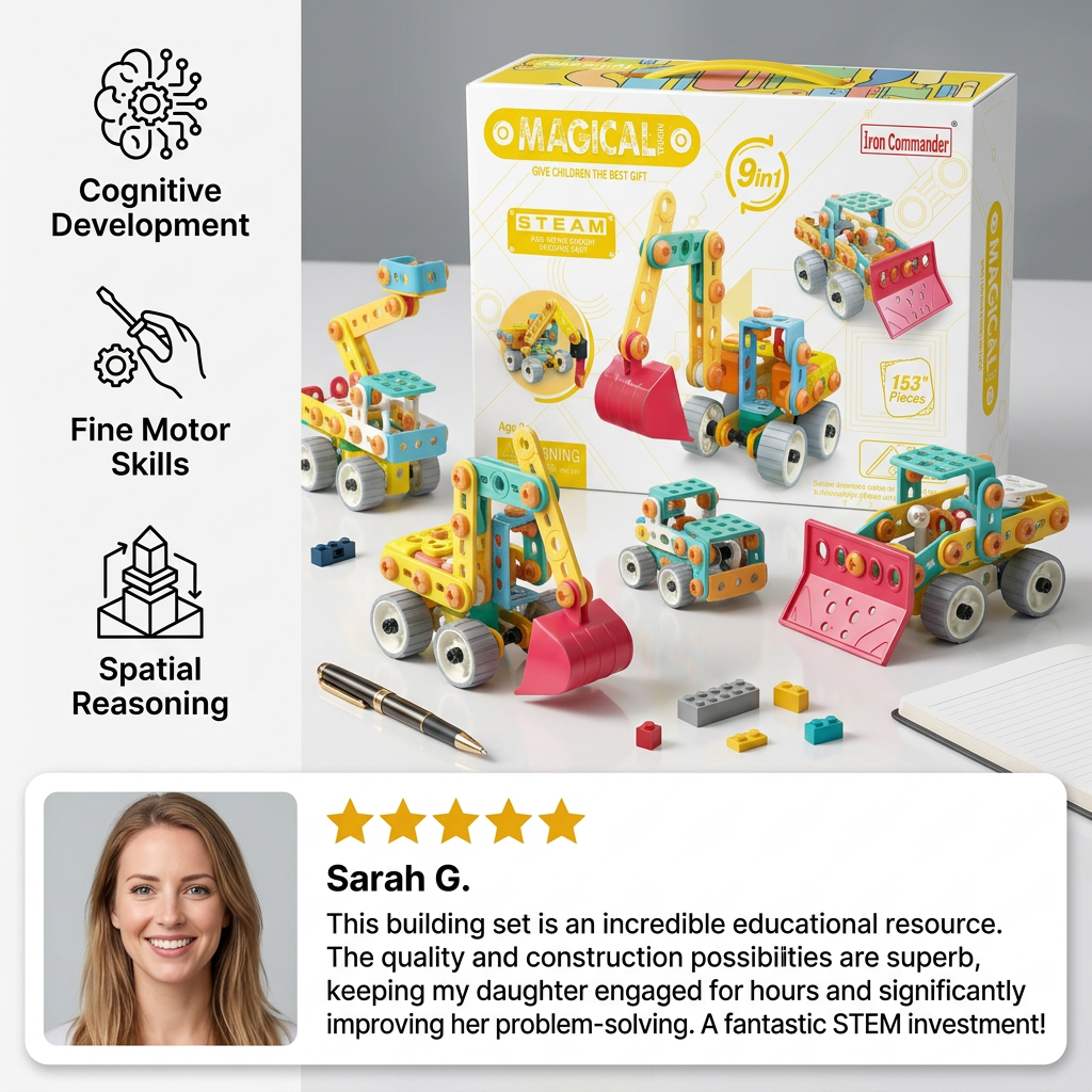 9-in-1 STEM Construction Vehicle Building Kit