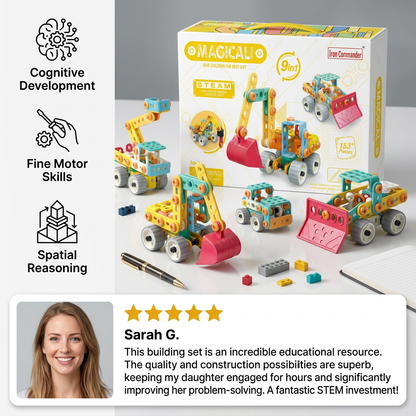 9-in-1 STEM Construction Vehicle Building Kit