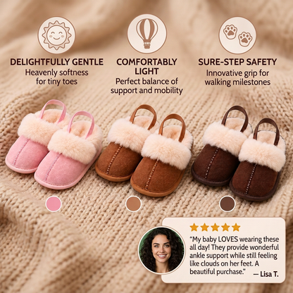 Fluffy Baby & Toddler Slippers with Soft Plush Lining and Non-Slip Soles
