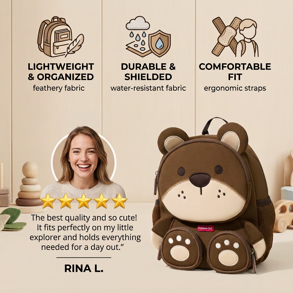 Kids Cartoon Animal Backpack – Lightweight Multi-Pocket School Bag