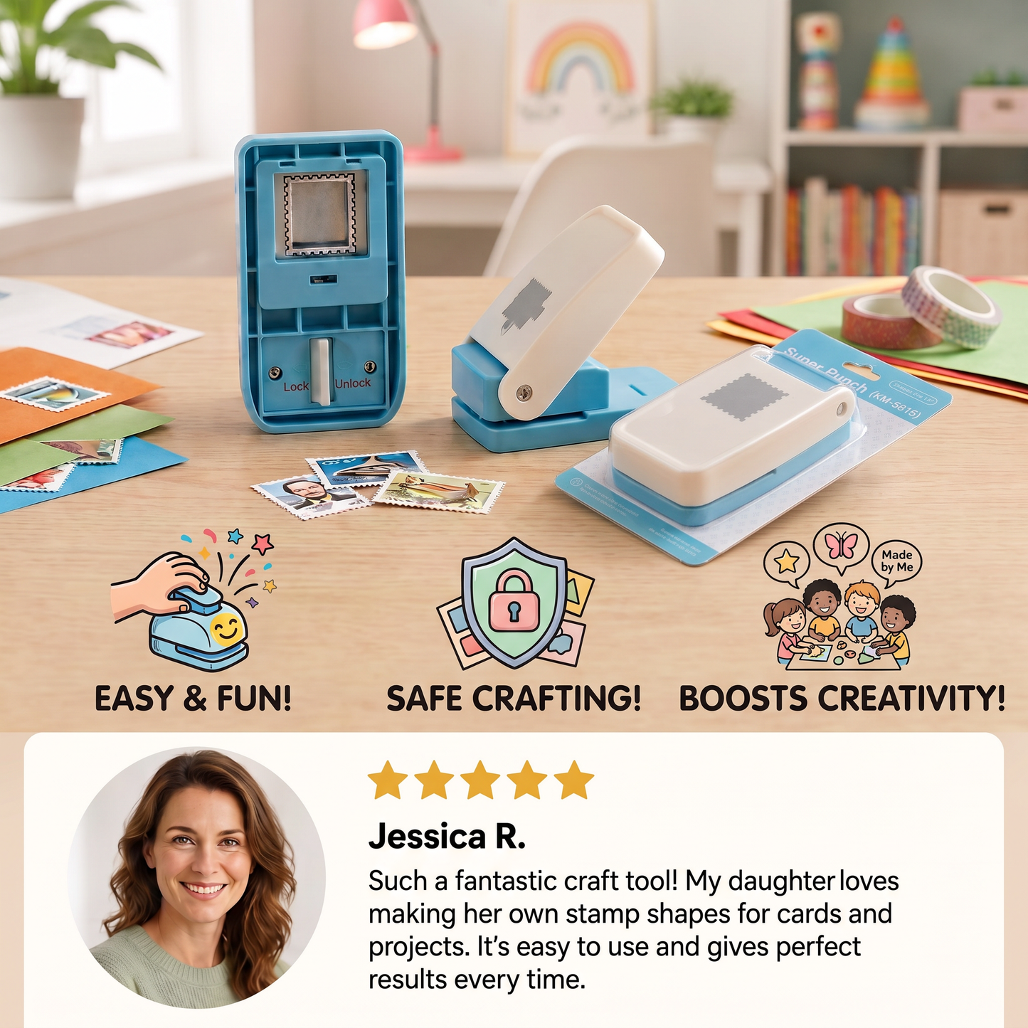 DIY Postage Stamp Paper Punch for Kids’ Arts & Crafts