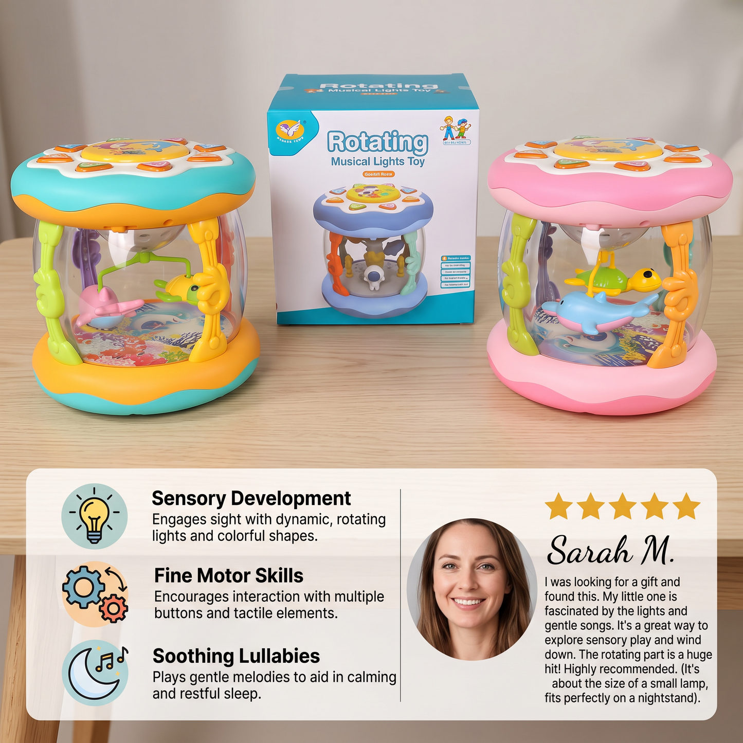 Interactive Musical Toy with Lights – Montessori Sensory & Soothing Lullaby Toy