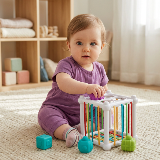5-in-1 Montessori Soft Rubber Baby Sensory Play Set with Stacking & Sorting Toys – 26 Pieces