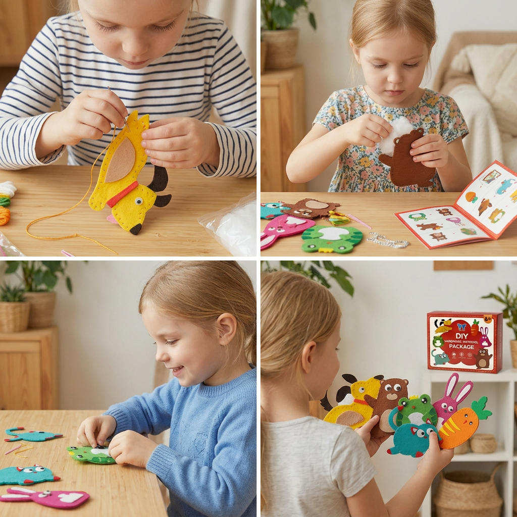 Safe DIY Felt Animal Sewing Set
