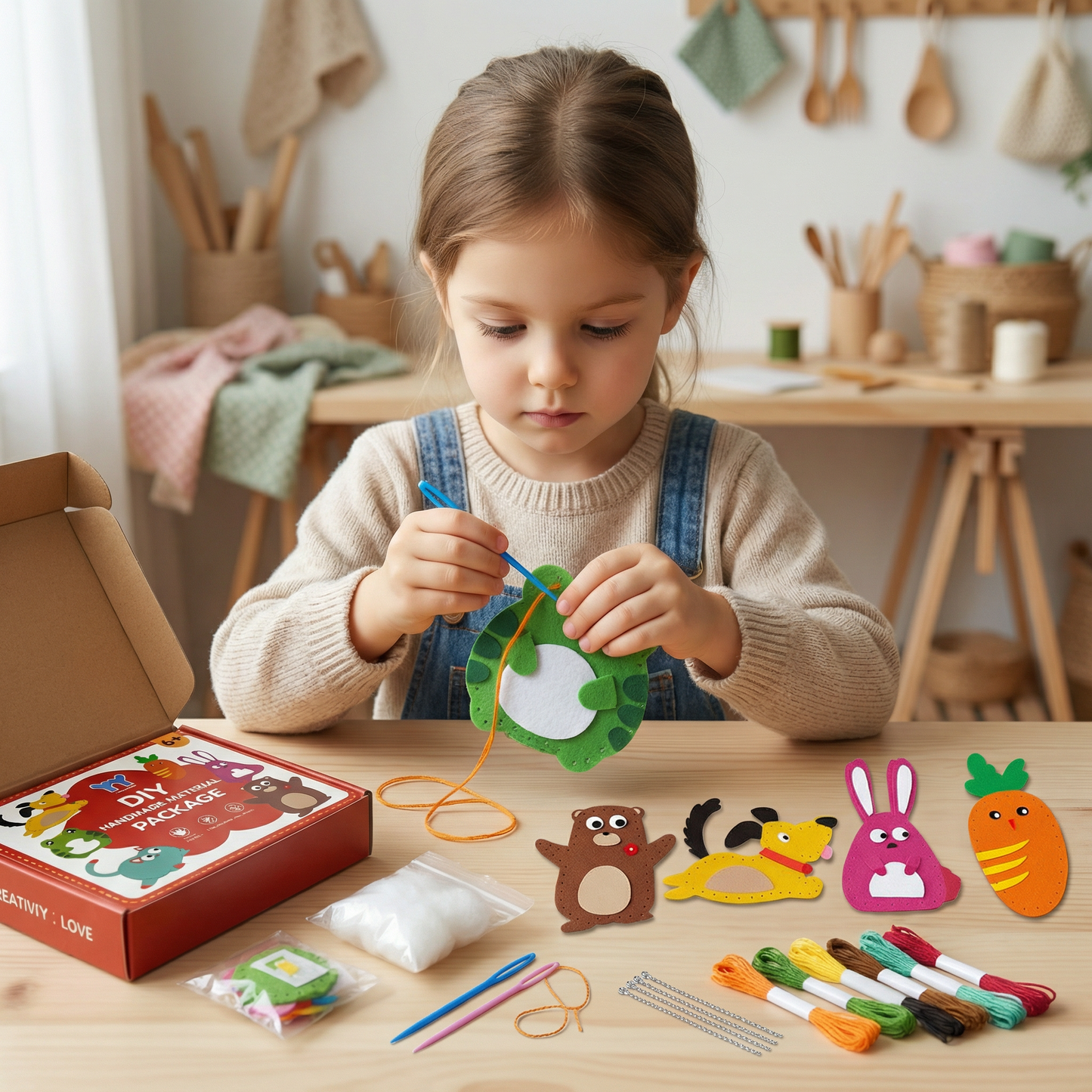 Safe DIY Felt Animal Sewing Set